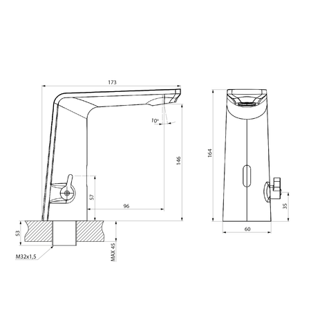 Bateria sensorowa stojąca z regulacją temperatury 6V DC (4xAA), czarny mat