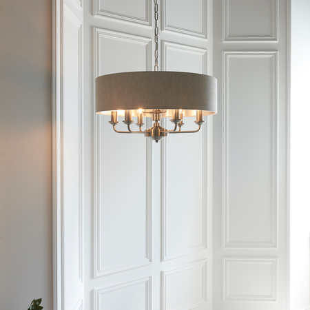 Highclere 6 Pendant Light Chrome & Natural