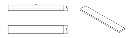 CROSS półka 70x2x10cm, starobiała