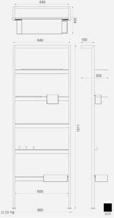 RAK-JOY UNO DRABINKA CZARNA(5004) -60X180CM (Wyprzedaż ekspozycyjna)