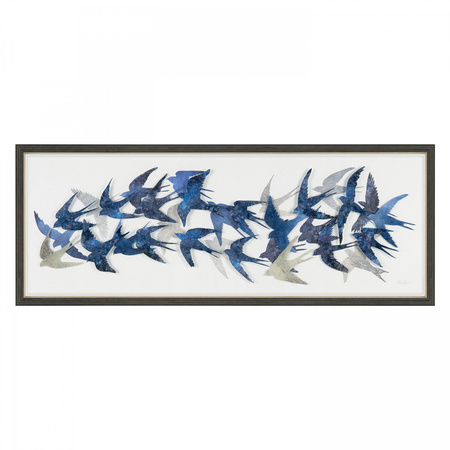Obraz w ramie „Flock Together” – niebieski, 125 × 4 × 48 cm