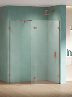 NZ4 Kabina prysznicowa EVENTA COPPER SHINE WALK-IN U 90x200 szkło czyste 8mm Active Shield 2.0