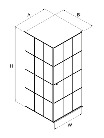 Kabina prysznicowa SUPERIA BLACK PRAWA kwadratowa 90x90x195 szkło czyste 6mm z powłoką - wzór czarna kratka