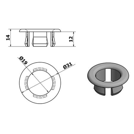 Maskownica przelewu średnica 30mm, chrom