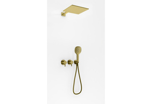 Axel BRUSHED GOLD zestaw prysznicowy z deszczownicą 30cm i słuchawką