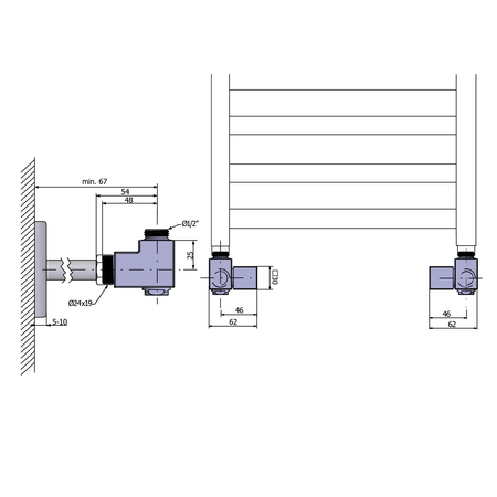 CUBE COMBI zestaw przyłączeniowy, prawy, chrom