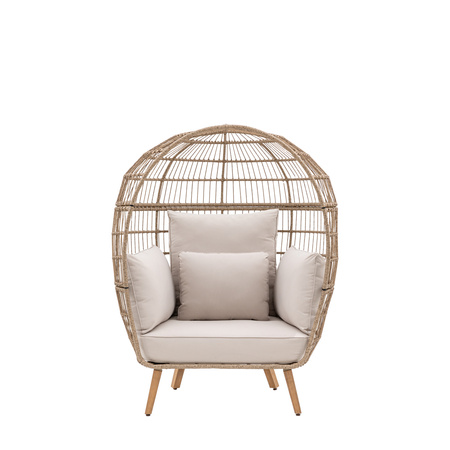Fotel ogrodowy AVENA Egg Chair – kokon, technorattan, poduszki