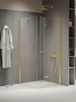 NZ2 Kabina prysznicowa NEW SOLEO LIGHT GOLD 1D prostokątna L 90x110x195 szkło czyste 6mm Active Shield 2.0 - składane