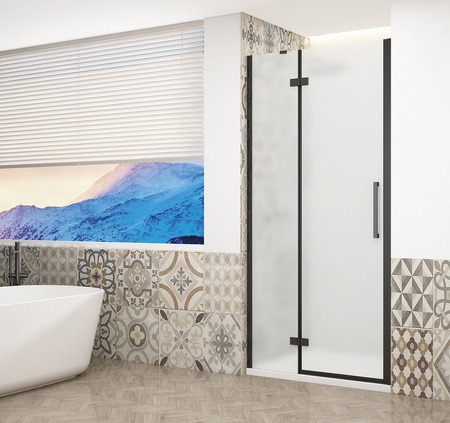 TRINITY BLACK drzwi prysznicowe do wnęki 1100 mm, szkło matowe, lewe
