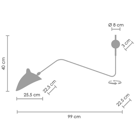 Lampa ścienna CRANE-1W 99 cm - loftowy kinkiet, czarny