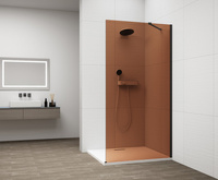 ESCA BLACK MATT jednoczęściowa kabina przysznicowa Walk-In, montaż przy ścianie, szkło Marron, 1200 mm