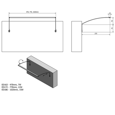 TREX LED oświetlenie ścienne 102cm, 15W, aluminium