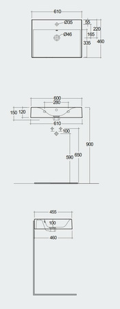 DES Umywalka podwiesz.nablat.61x46cm z otworem
