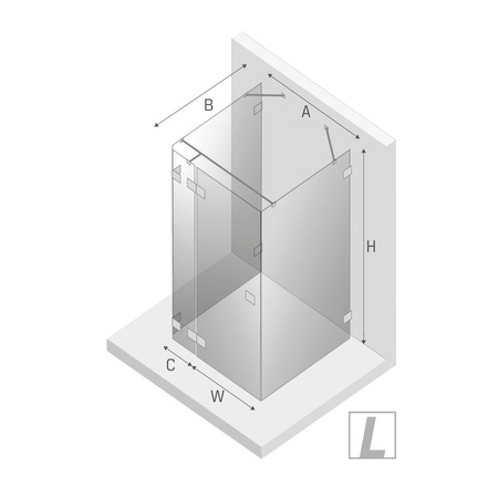 KABINA AVEXA COPPER PROSTOKĄTNA PRZYŚCIENNA L 100x90x200 CZYSTE 6mm ACTIVE SHIELD