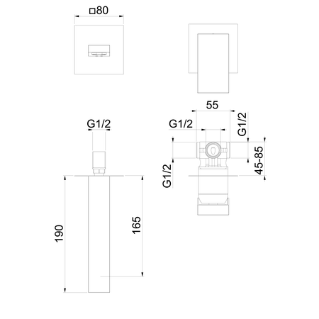 SPECTRE bateria umywalkowa podtynkowa, dwuelementowa, chrom
