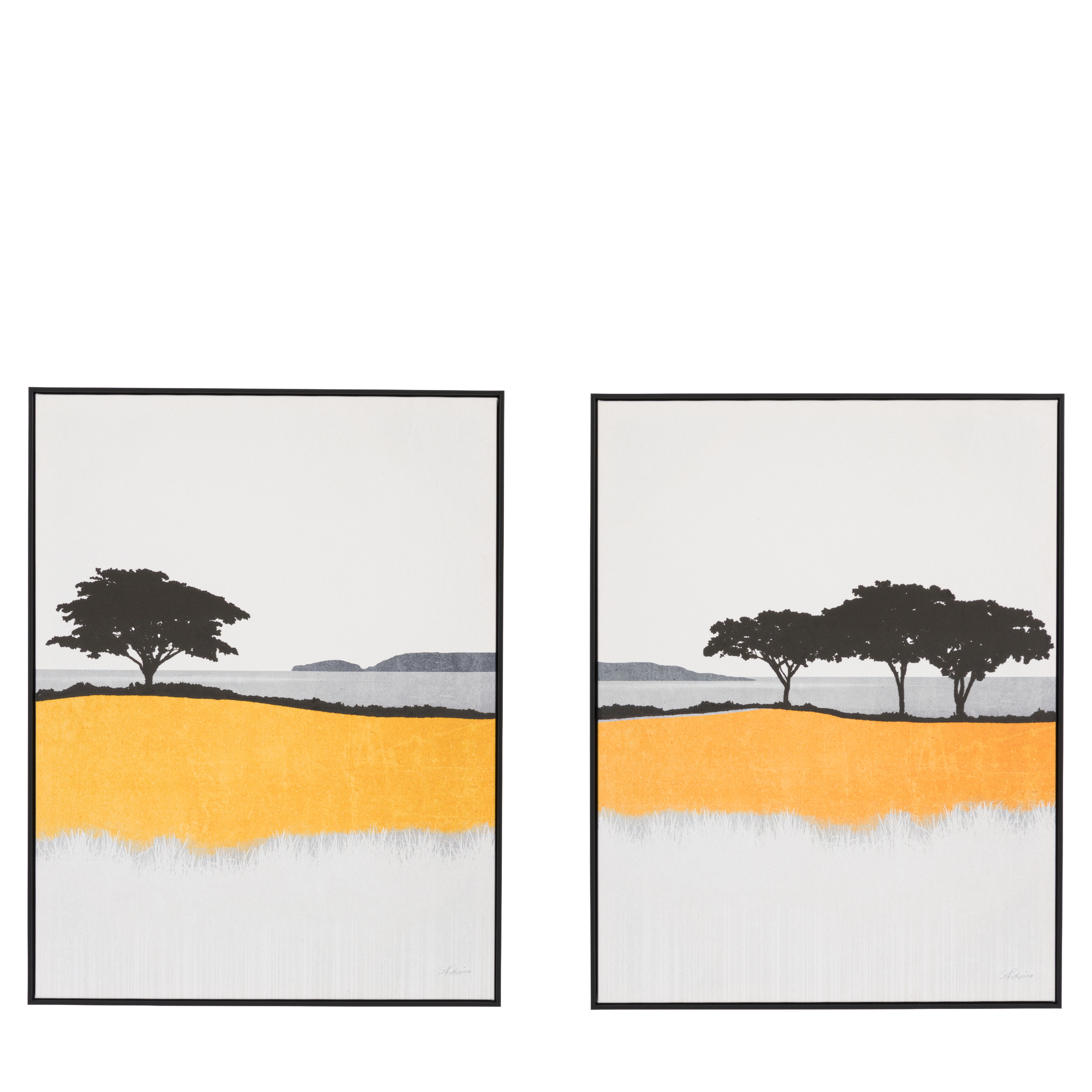Obraz w ramie „Seaview” – żółty, 49,5 × 3,5 × 64,5 cm, zestaw 2 szt.