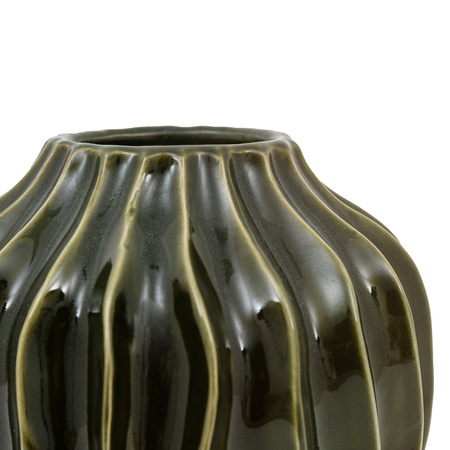 Organic Ribbed Vase Olive 180x180x170mm