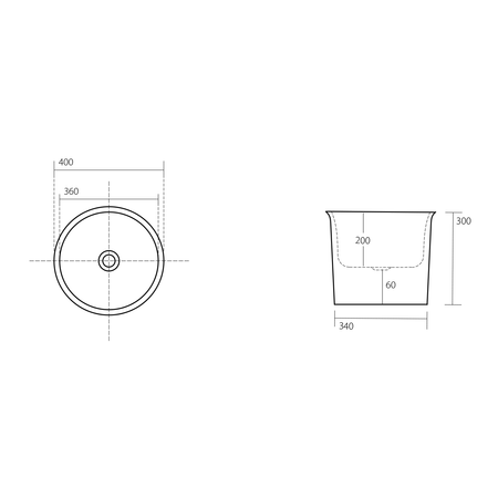 THE NEW YORKER umywalka ceramiczna nablatowa wysoka, średnica 40 cm, biała