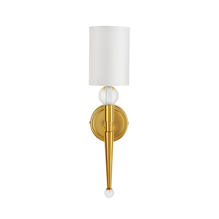 Lampa ścienna DAMA 52 cm-  złoty kinkiet z białym abażurem
