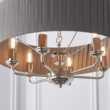 Highclere 6 Pendant Lght Nckel & Chrcoal 300-780mm