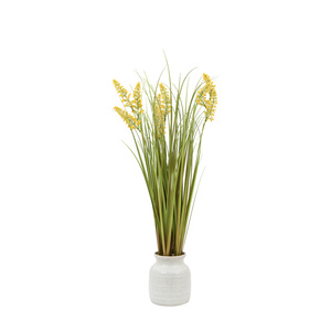 Potted Grass with Yellow Wildflower