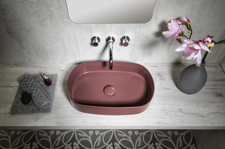 INFINITY OVAL umywalka ceramiczna nablatowa 55x36cm, maroon red mat