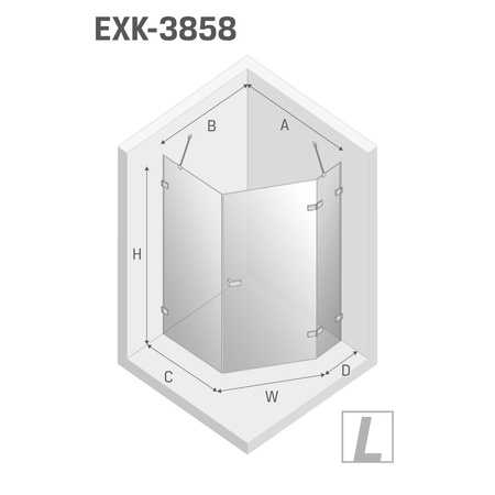 KABINA AVEXA GOLD PIĘCIOKĄTNA L 100x80x200 CZYSTE 6mm ACTIVE SHIELD