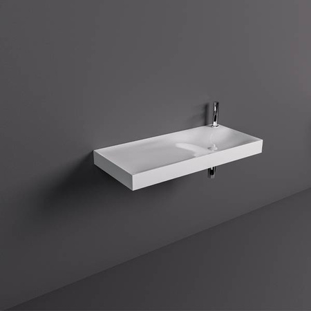 REMAL Umywalka podwieszana & nablatowa 101 x 46 cm L blat z lewej strony z otworem na baterię MICA WHITE