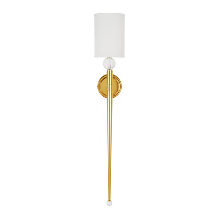 Lampa ścienna DAMA 92 cm-  złoty kinkiet z białym abażurem