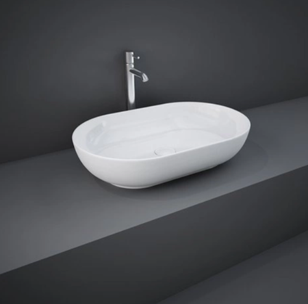 Zestaw DES Miska WC podwieszana z deską W/O i Umywalką Nablatową Feeling owalną 55x35 cm biały połysk