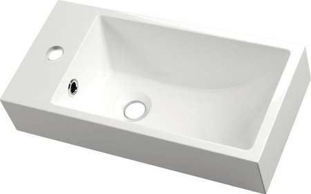 ARIANA umywalka kompozytowa 50x25cm, biała, bateria po lewej stronie