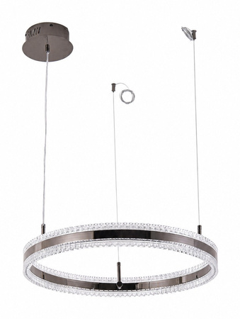 Lampa wisząca ARKADIA LED 60 cm - tytanowa z kryształowym pierścieniem