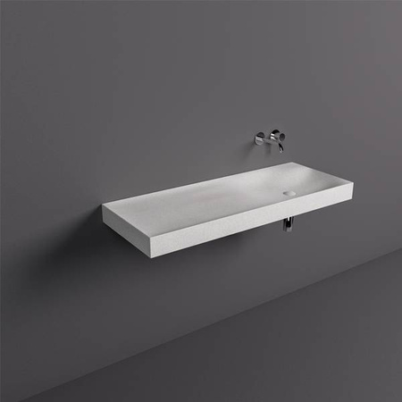 REMAL Umywalka podwieszana & nablatowa 121 x 46 cm L blat z lewej strony MICA WHITE