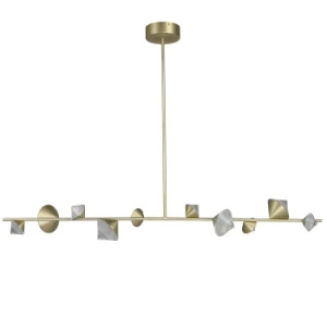 Lampa wisząca CONE 130 cm- LED, złota listwa sufitowa z dekoracyjnym elementem swiecącym