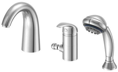 KASIOPEA bateria na brzeg wanny, trzyelementowa,chrom