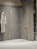 Kabina prysznicowa NEW SOLEO LIGHT GOLD 1D kwadratowa P 90x90x195 szkło czyste 6mm Active Shield 2.0 - składane