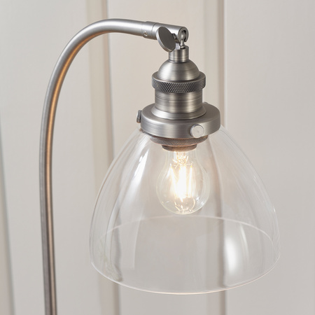 Lampa stołowa Hansen – szkło przezroczyste / srebrny, 15 × 30 × 53,3 cm