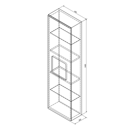 ELLA szafka wysoka 40x140x20cm, 1 drzwiczki, lewa/prawa, biała