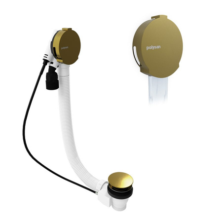 Zestaw odpływowy z napełnianiem, długość 1000mm, korek automatyczny 72mm, czarny mat