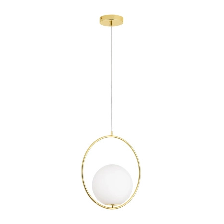 Lampa wisząca COSTA ROUND 35 cm - złota ring z białym kloszem