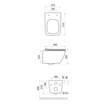 Zestaw DAVOS Miska z Deską WC Slim W/O podwiesz. 52 cm Biały Połysk