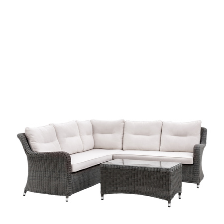 Zestaw ogrodowy narożny WINDSOR – sofa narożna + stolik, technorattan, 5 osób