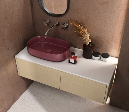 INFINITY OVAL umywalka ceramiczna nablatowa 55x36cm, maroon red mat