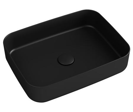 INFINITY RECTANGLE umywalka ceramiczna nablatowa 50x36cm, czarny mat