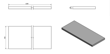 AVICE blat pod umywalkę 120x50cm, grubość 5cm, dąb starobiały