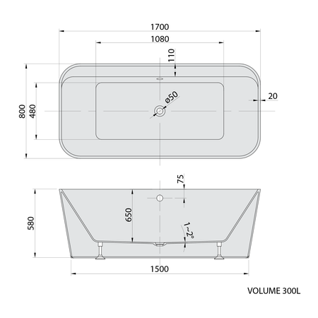 ZARY wanna wolnostojąca 170x80x58cm, biały