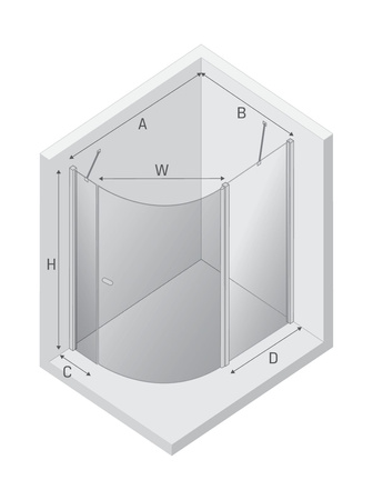 NZ4 Kabina prysznicowa NEW SOLEO 1D P półokrągła asymetryczna 80x90x195 szkło czyste 6mm Active Shield 2.0 2.0