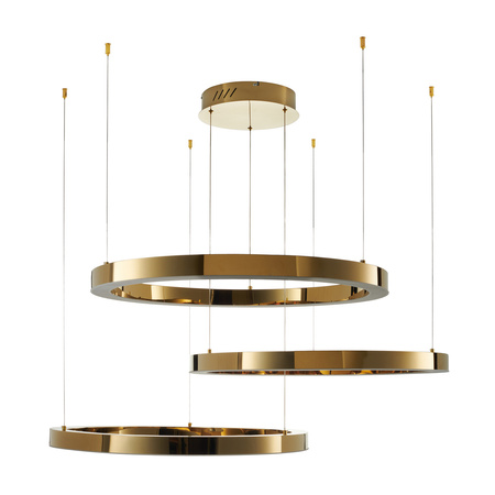 Lampa wisząca CIRCLE 3 80+80+80 cm - LED, ring złoty połysk na 1 podsufitce