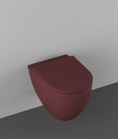 INFINITY miska WC wisząca, Rimless, 36,5x53cm, maroon red mat