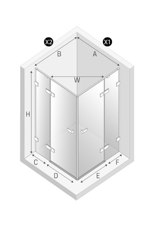 Kabina prysznicowa OXIA BLACK 2D kwadratowa 80x80x200 szkło czyste 8mm Active Shield 2.0